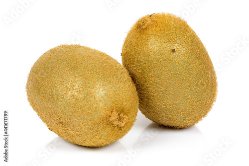 Whole kiwi fruits on white background