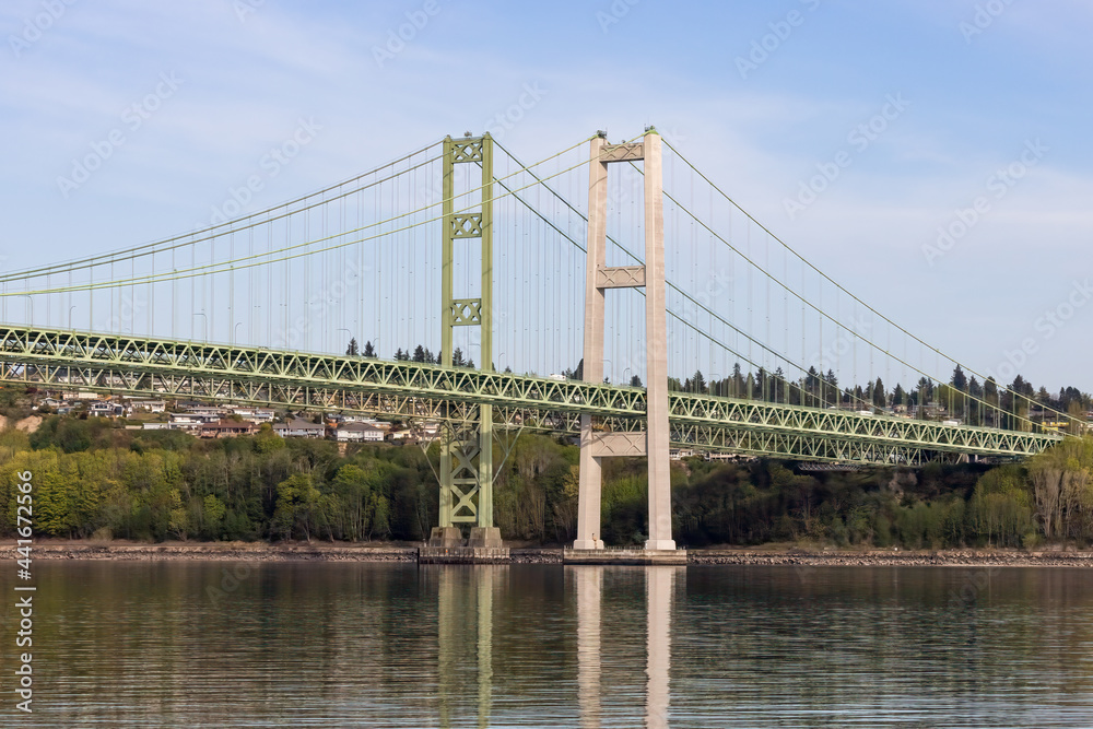 Tacoma Narrrows Bridge reflected in the sound Tacoma Narrrows Bridge reflected in the sound
