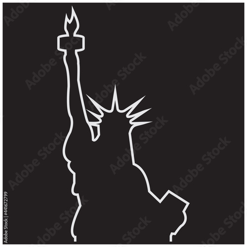 Liberty statue  icon vector logo design on black background