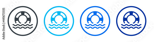 lifesaver floating on the ocean icon vector isolated on white background.