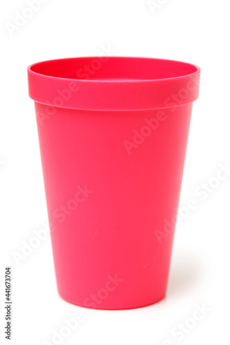 plastic cups on white background 