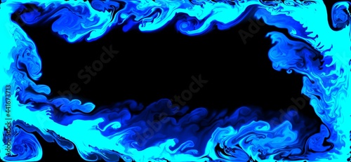 Fototapeta Naklejka Na Ścianę i Meble -  blue fluid frame side Background Illustration