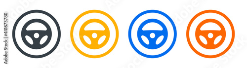 Set of car Steering wheel icon isolated on white background. Vector illustration