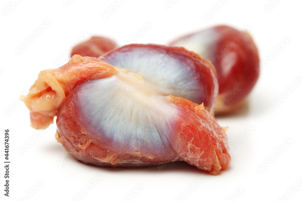 Raw Chicken gizzards on white background Raw Chicken gizzards on white background
