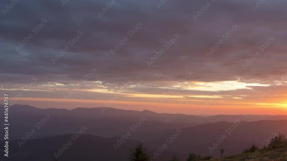 Beautiful sunrise in the Ukrainian carpathians in summer, timelapse Beautiful sunrise in the Ukrainian carpathians in summer, timelapse