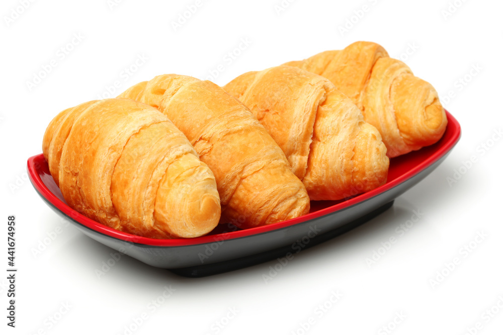 Fresh croissants isolated on white background 