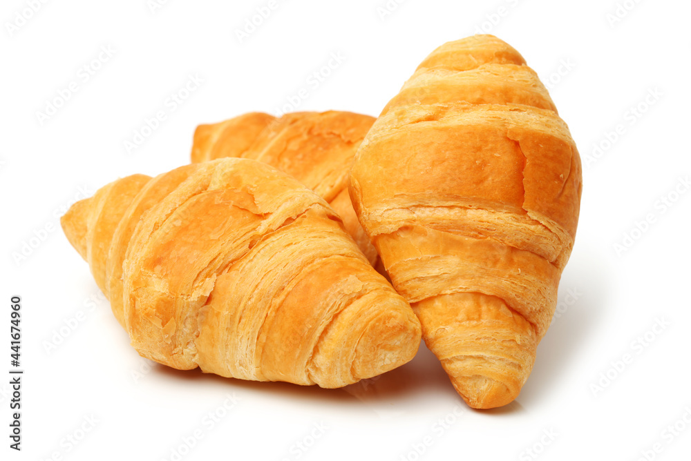 Fresh croissants isolated on white background 