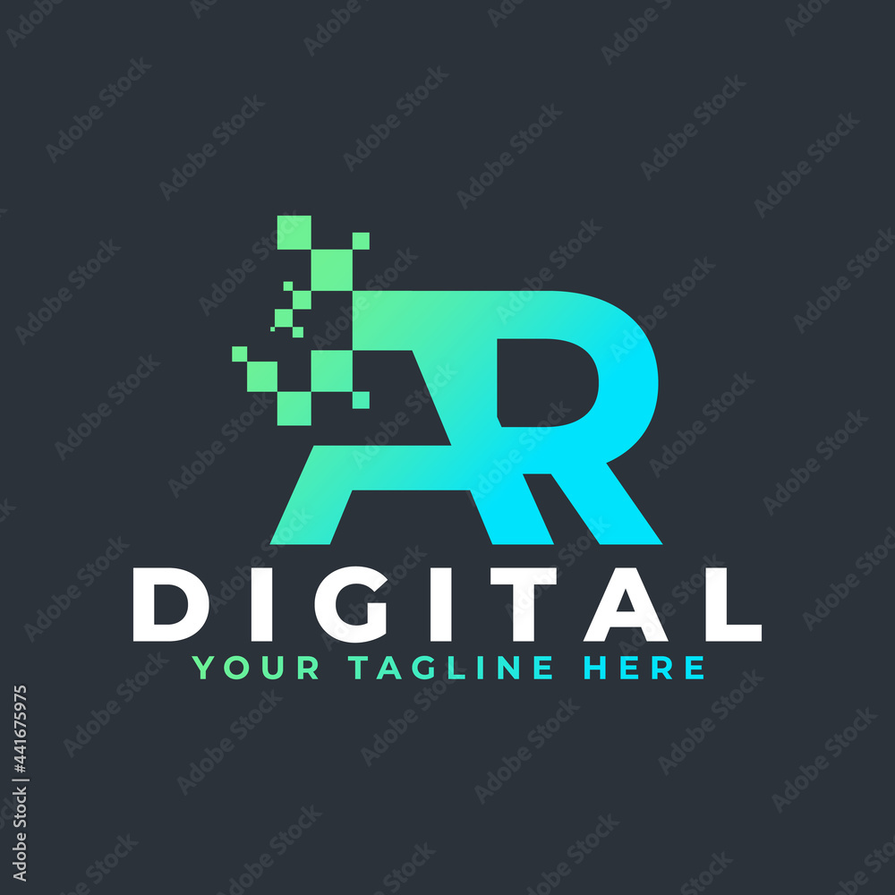 Tech Letter AR Logo. Blue and Green Geometric Shape with Square Pixel Dots. Usable for Business and Technology Logos. Design Ideas Template Element. Tech Letter AR Logo. Blue and Green Geometric Shape with Square Pixel Dots. Usable for Business and Technology Logos. Design Ideas Template Element.