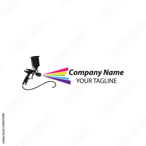Monochrome illustration of metal spray gun. Isolated on white background