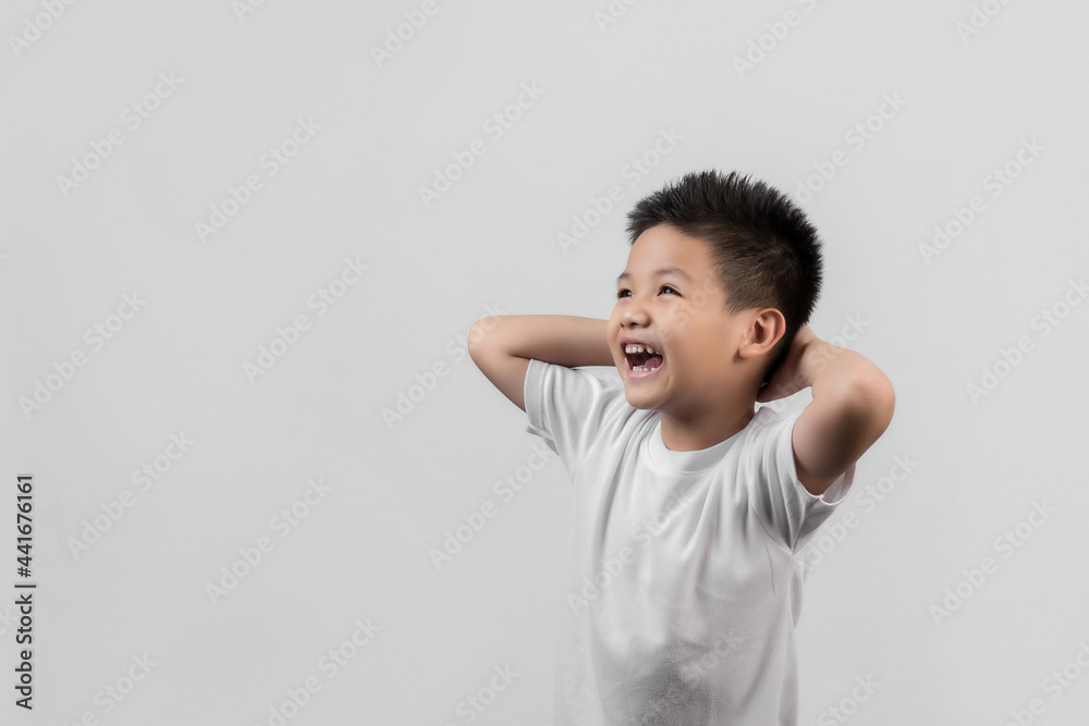 Asian boys studio portrait on gray background Asian boys studio portrait on gray background