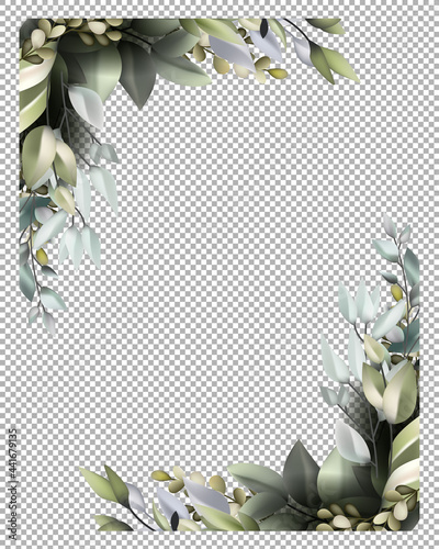 wedding card template with vintage plant border
