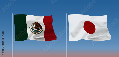 日本とメキシコ合衆国の国旗