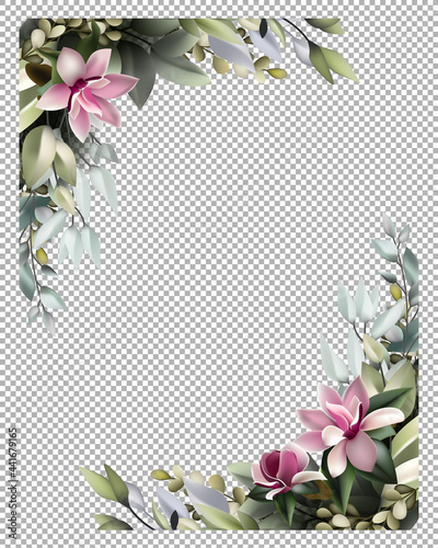 wedding card template with vintage plant border
