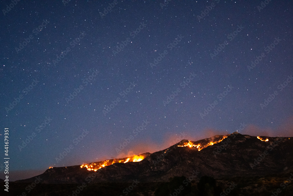 Bighorn Wildfire in the desert mountains