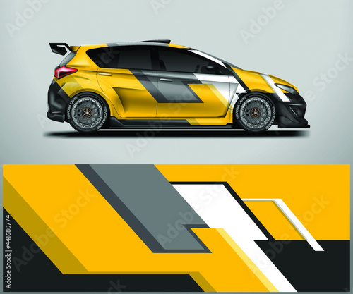 Car Wrap Racing Design Vector. Graphic background designs for vehicle . Daily Car Wrap 