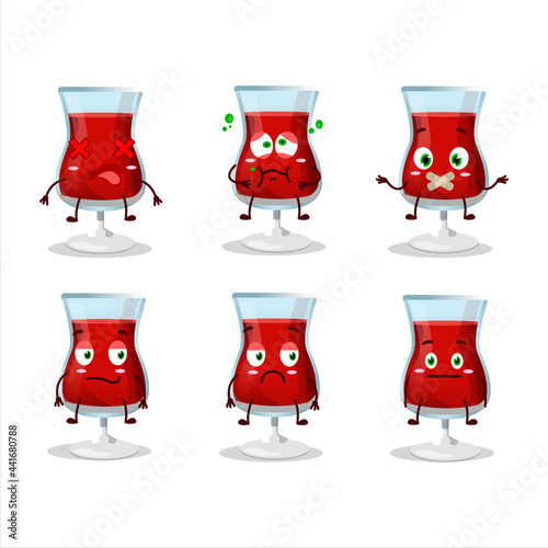 Red wine cartoon character with nope expression