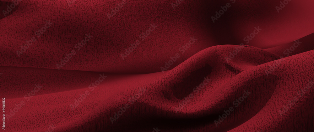 3d render of red cloth. iridescent holographic foil. abstract art fashion background.