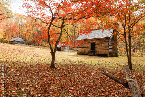 Jim Bales Homestead Great Smoky Mountains National Park Fall Colors Tennessee Appalachian