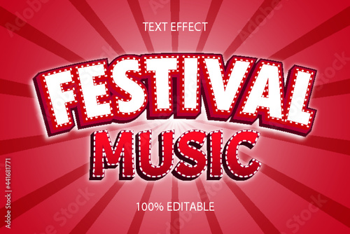 Editable Text Effect FESTIVAL MUSIC COLOR RED