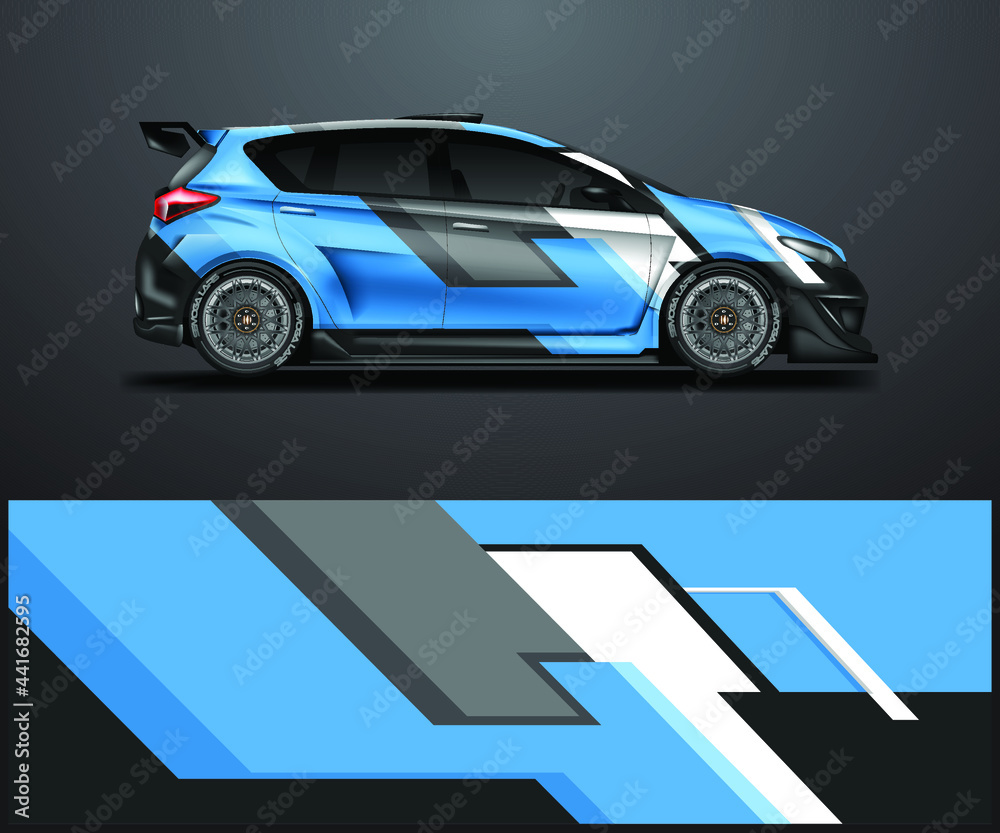 Car Wrap Racing Design Vector. Graphic background designs for vehicle .