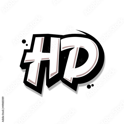 Simple Initial Logo Lettering Cartoon Grafity Black and White HD