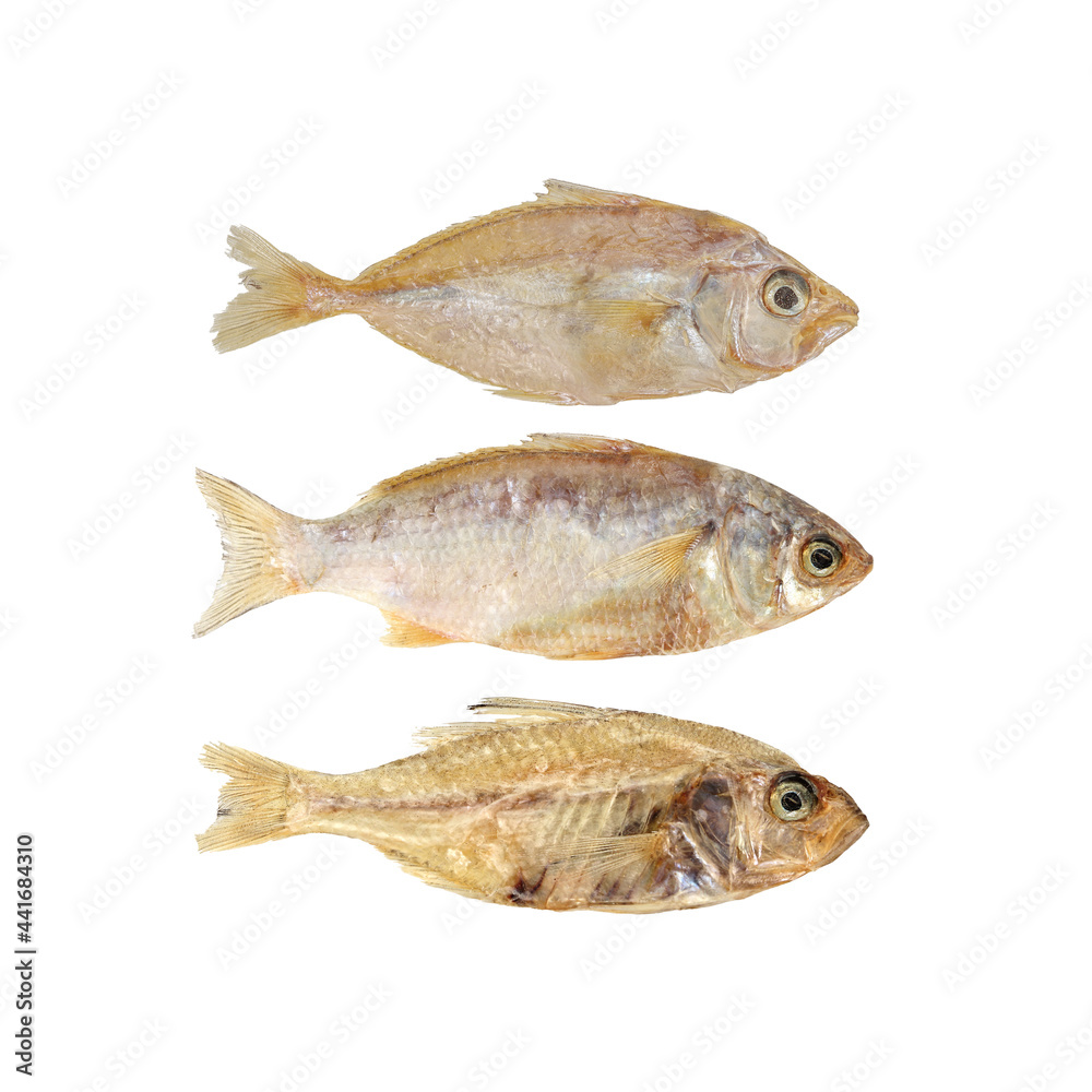 Dried fishes isolated on white background  ,clipping path included for design