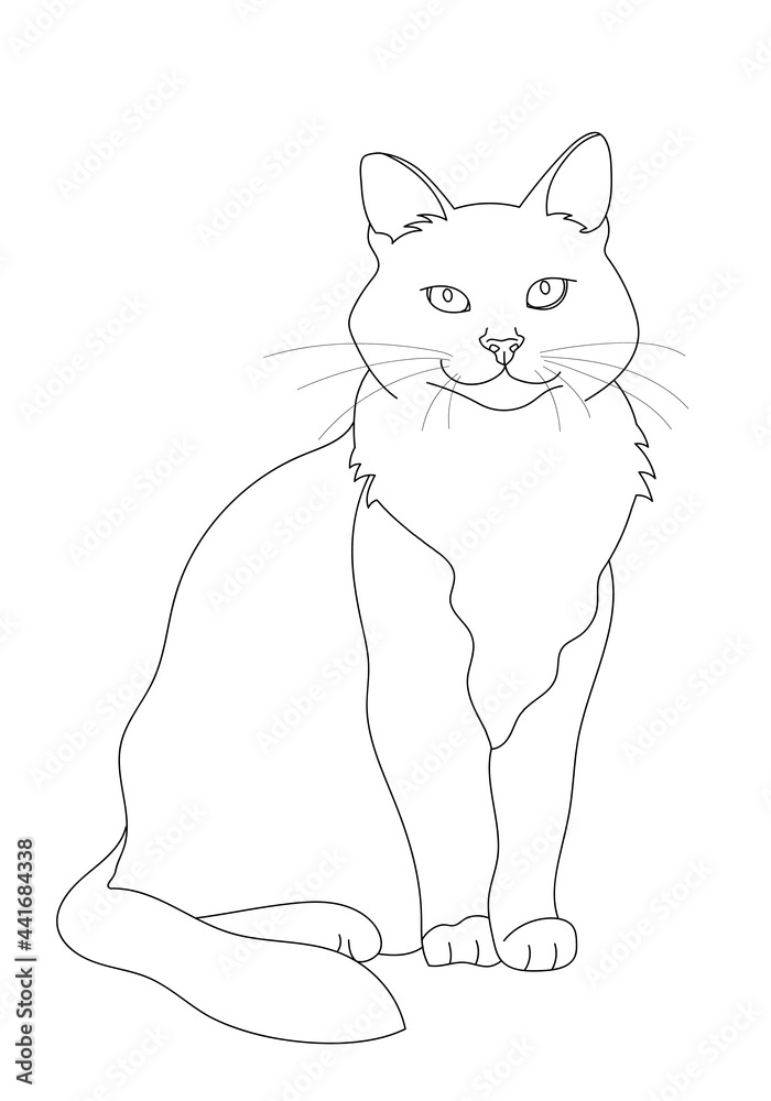 illustration design outline of a cat.