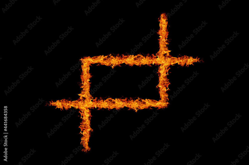 Fire rectangle flame frame on black background Fire rectangle flame frame on black background