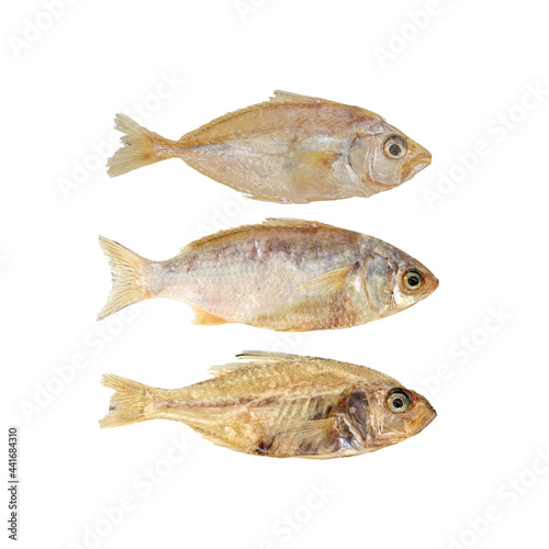 Dried fishes isolated on white background ,clipping path included for design