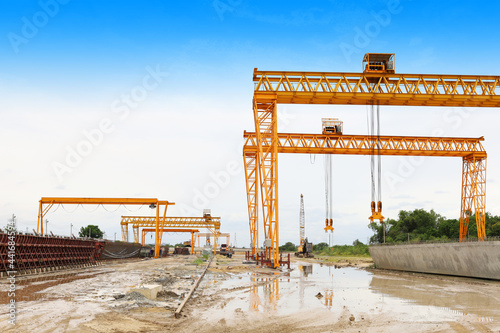 Construction site of motorway under clear blue sky