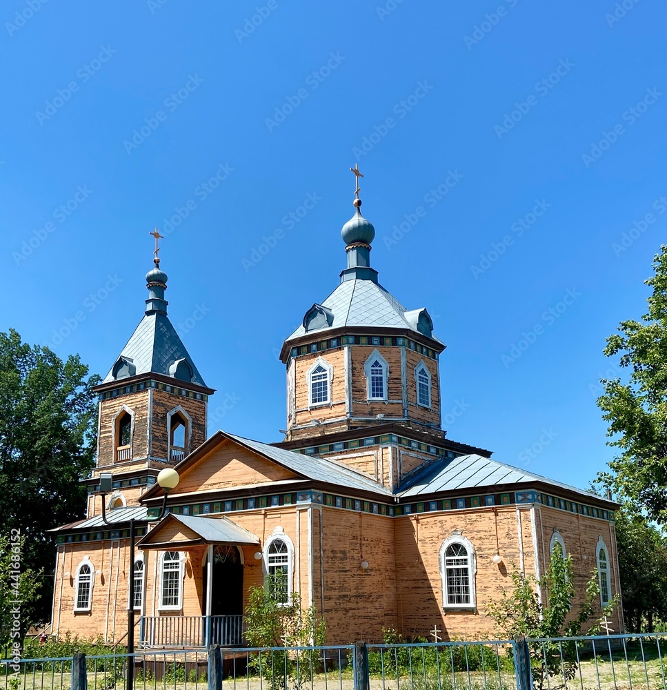 Old wooden church in the village