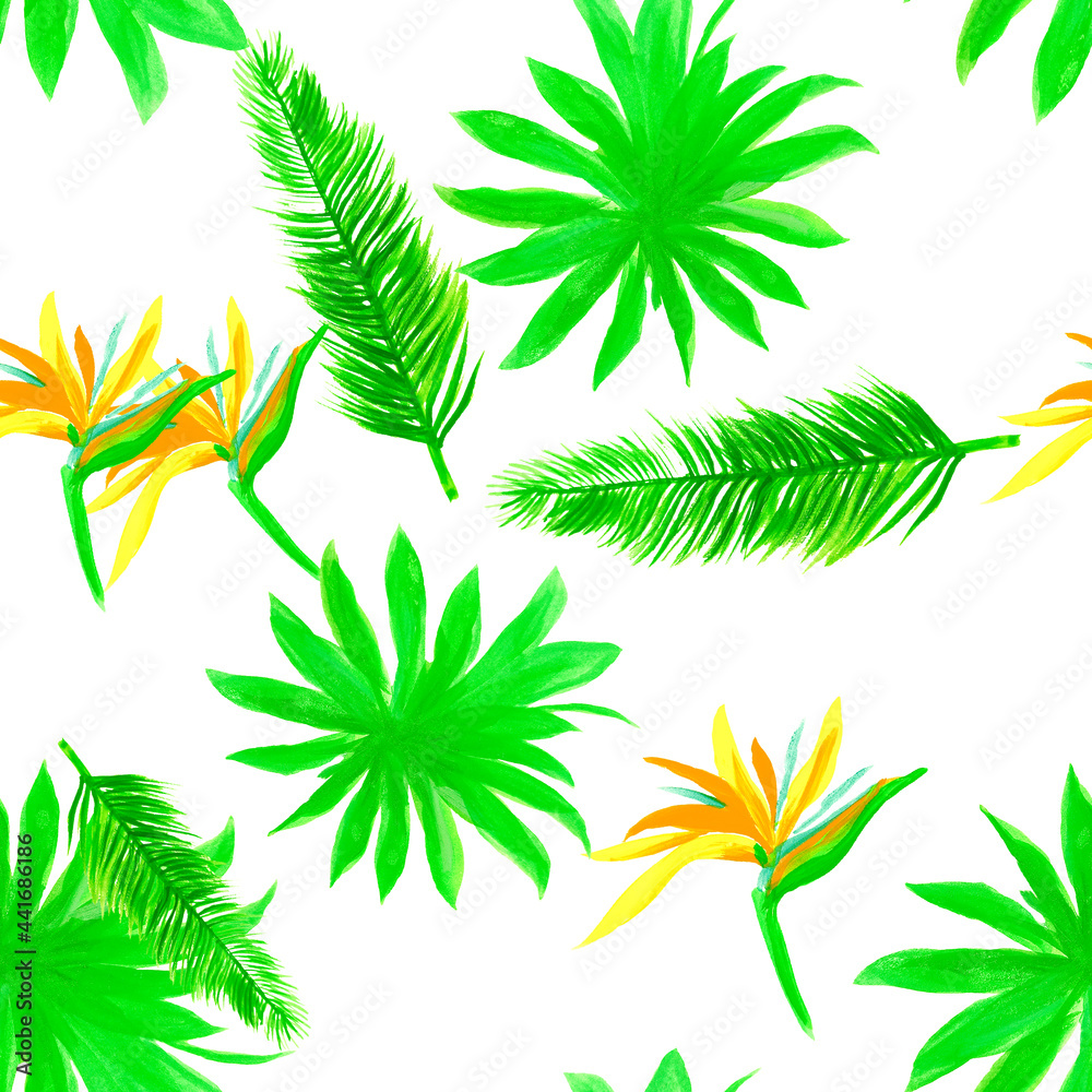 Organic Pattern Botanical. Green Seamless Background. White Tropical Leaves. Natural Isolated Leaf. Drawing Leaves. Decoration Textile. Wallpaper Palm. Organic Pattern Botanical. Green Seamless Background. White Tropical Leaves. Natural Isolated Leaf. Drawing Leaves. Decoration Textile. Wallpaper Palm.
