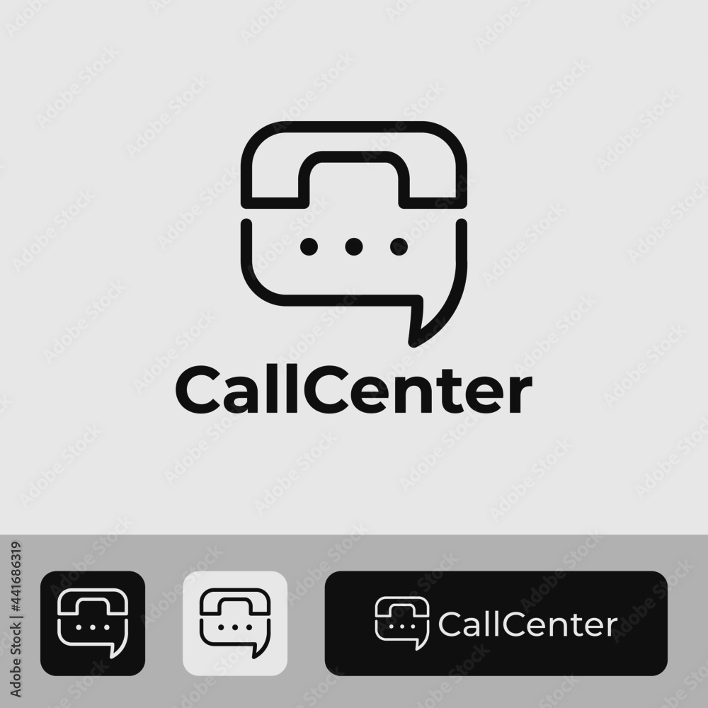 call center logo, speech bubble and phone icon symbol vector illustration with line art style call center logo, speech bubble and phone icon symbol vector illustration with line art style