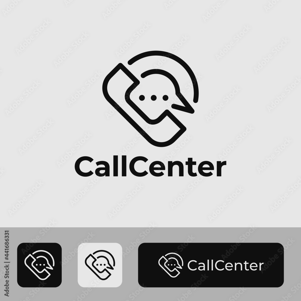 call center logo icon template, call service vector design, with phone call and bubble symbol illustration