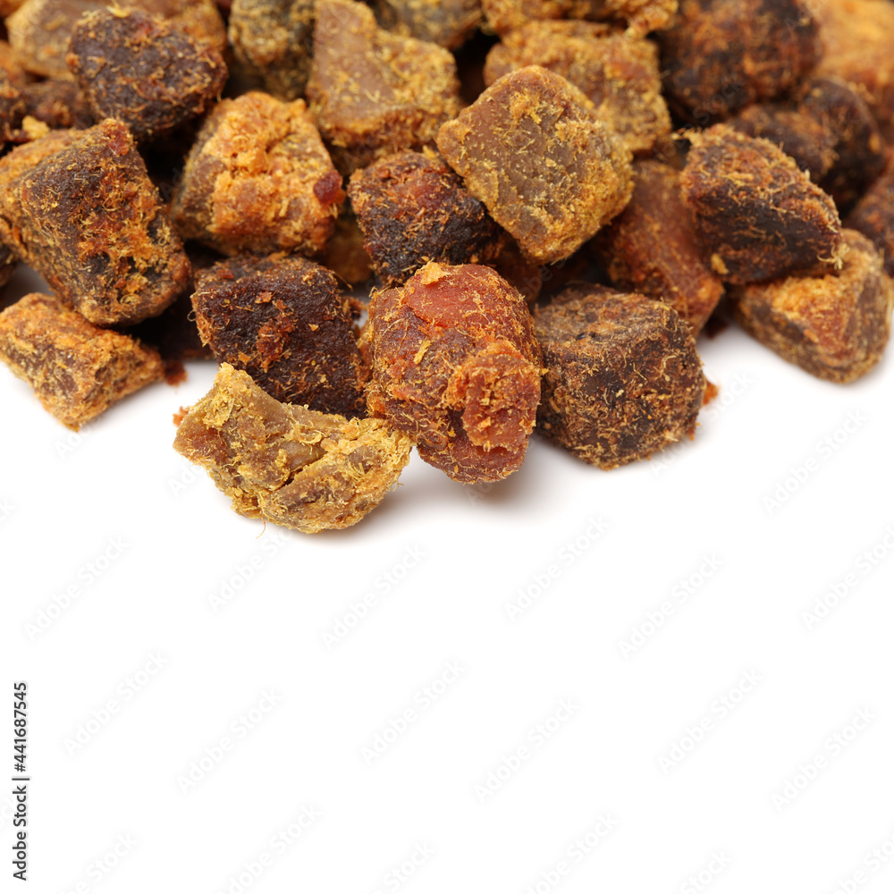 dry curry beef jerky isolated on white background dry curry beef jerky isolated on white background