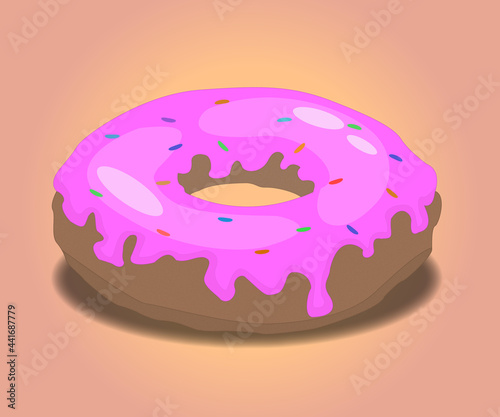 beautiful donut with pink icing