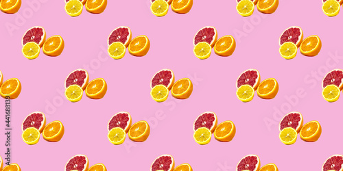 Seamless pattern with lemon  orange and grapefruit