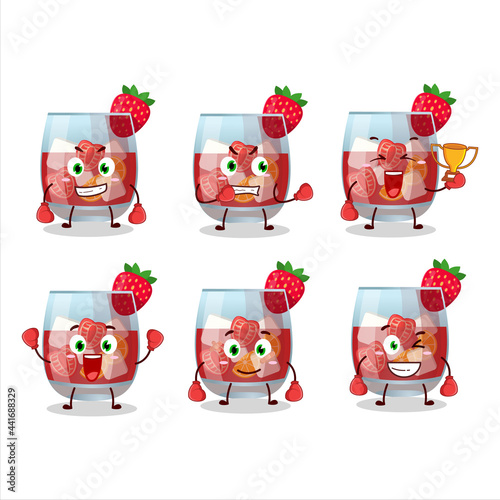 A sporty glass of sangria boxing athlete cartoon mascot design