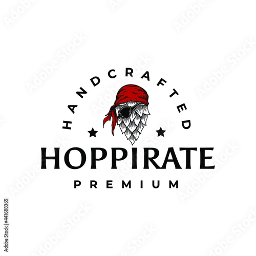 Hop Brewery Pirrate Hat Logo Vector Illustration Template Icon Design