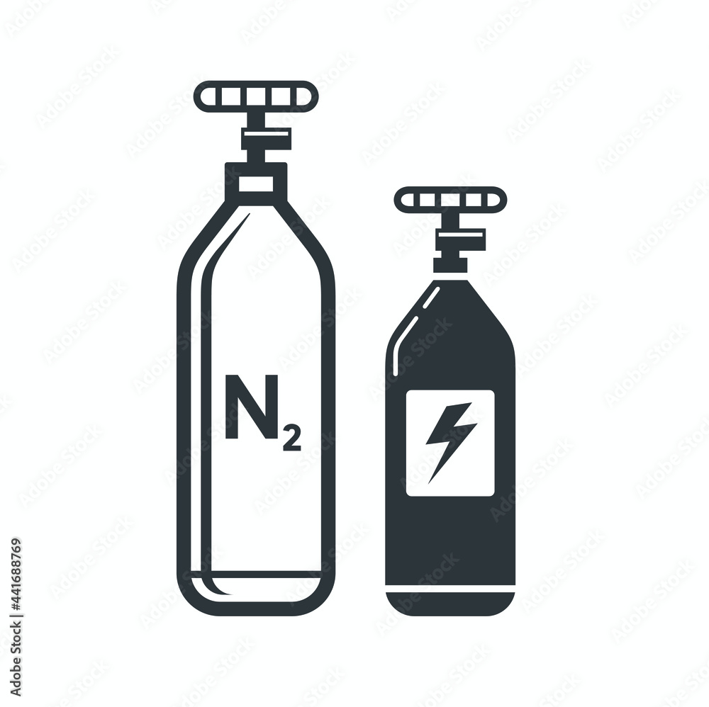 nitrogen tube illustration, nitrogen tank icon. nitrogen tube illustration, nitrogen tank icon.