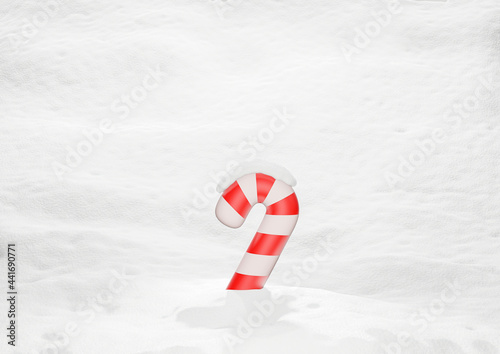 Christmas Candy Cane on Snowy Background