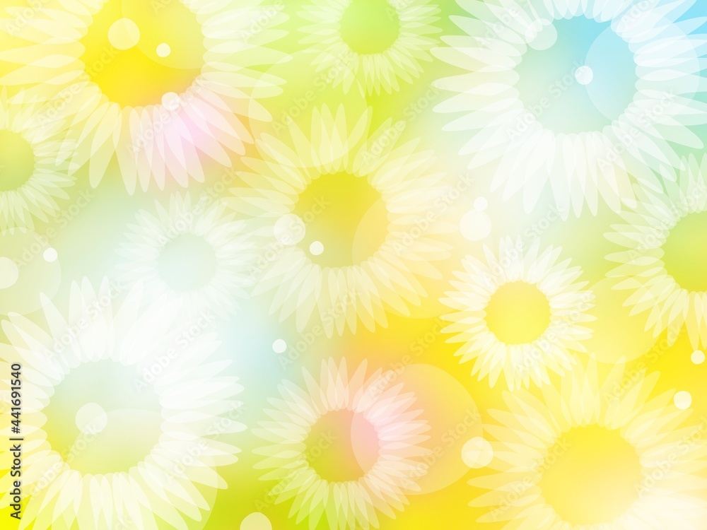 夏素材 きらきらひまわりの背景 花びら Stock Illustration Adobe Stock