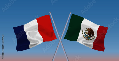 フランスとメキシコ合衆国の国旗