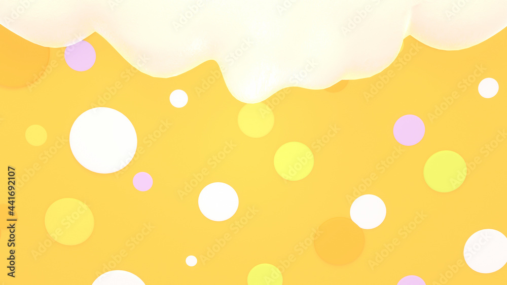 Yellow polka dot pattern background with melting cream. 3d rendering picture. Yellow polka dot pattern background with melting cream. 3d rendering picture.