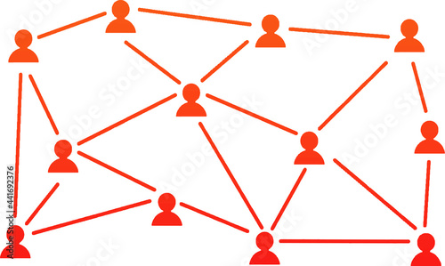 Network red silhouette with human-shaped symbol