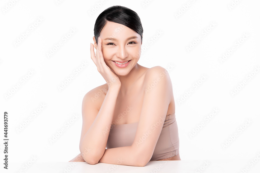 Beautiful young asian woman with clean fresh skin on white background, Face care, Facial treatment, Cosmetology, beauty and spa, Asian women portrait. Beautiful young asian woman with clean fresh skin on white background, Face care, Facial treatment, Cosmetology, beauty and spa, Asian women portrait.