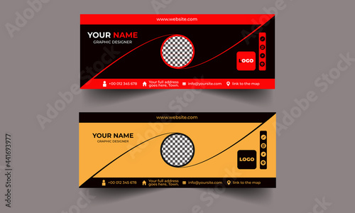 Elegant business Minimal email signature template or email footer. Colorful vector Email Signature.