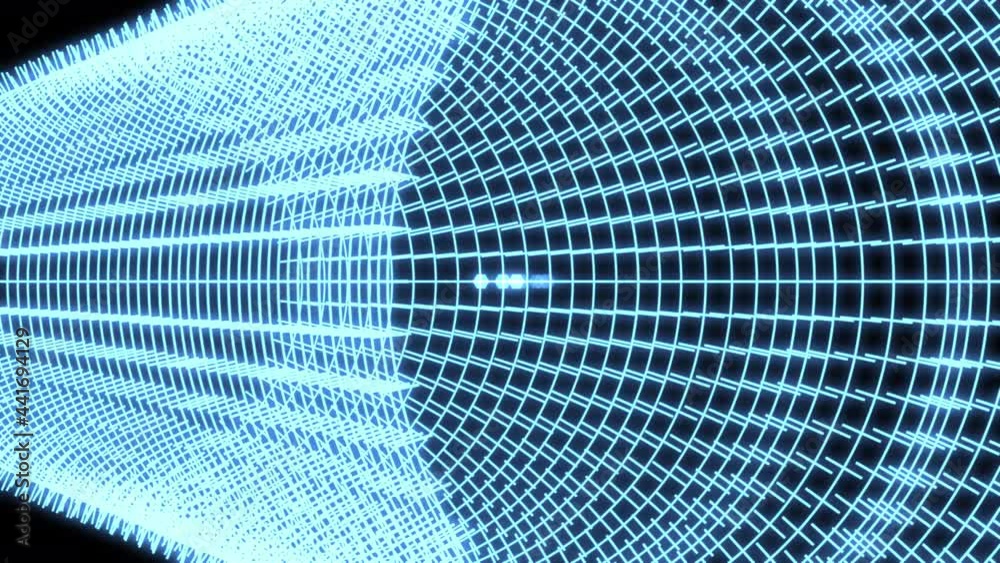3D Ring Geometric Cylinder with Hexagon Blue L VJ Loop Animation Background 