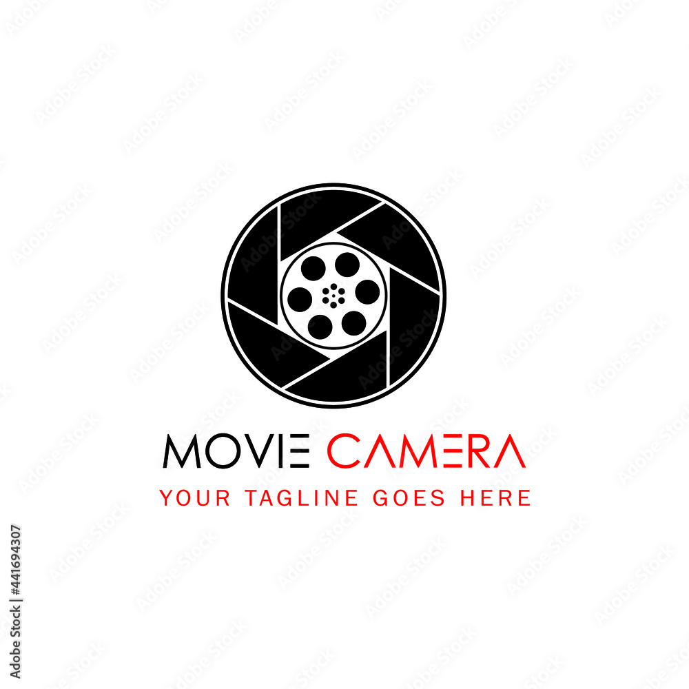 Movie Camera shutter icon in black solid flat design icon isolated on white background