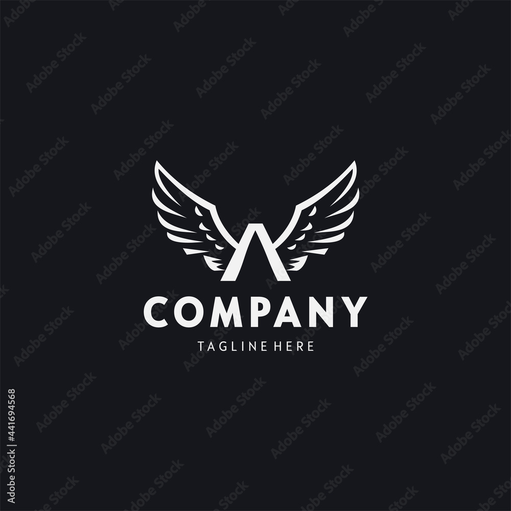 simple and modern letter A with wings logo design template simple and modern letter A with wings logo design template